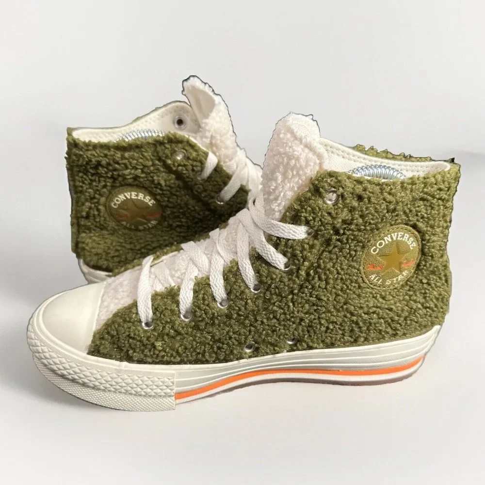 Converse Eva Lift Hi Moss Sherpa Platform Sneaker Size 4 Junior